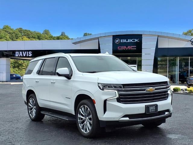 2023 Chevrolet Tahoe LT in Summit White — front three-quarter view